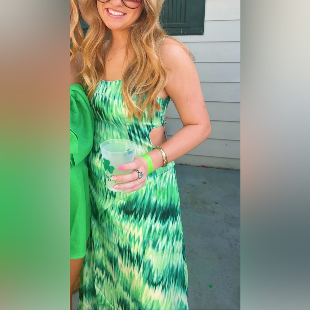 ASOS Topshop extreme cut out side occasion midi dress in turquoise tie dye